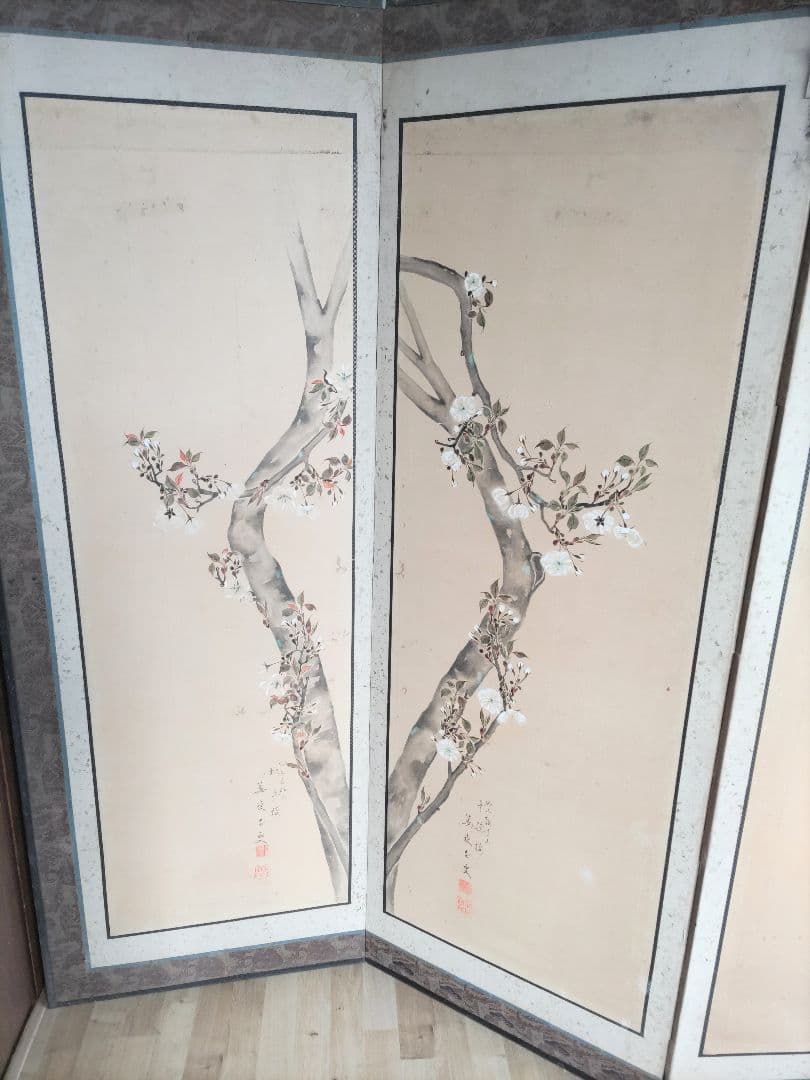 桜の花の屏風 六曲屏風 一双