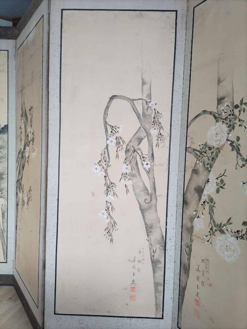桜の花の屏風 六曲屏風 一双