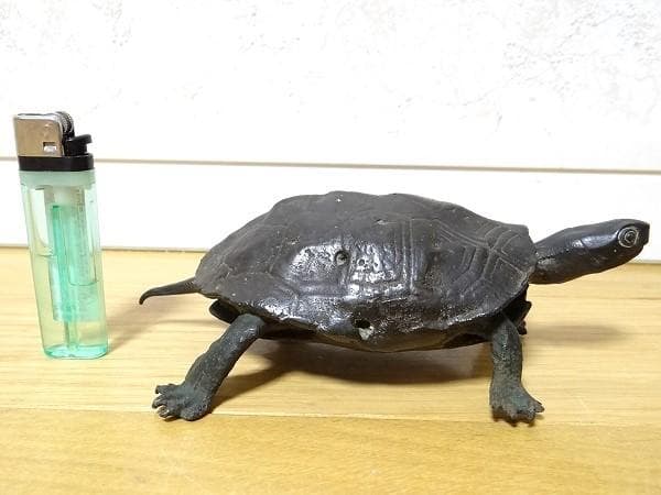 アンティーク 青銅 亀 カメ 骨董品 オブジェ 置物 金運 幸運 昭和 当時物