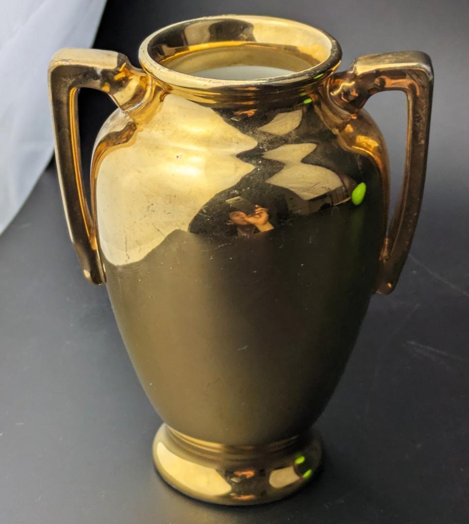 ノリタケ森村組 Mリース 金彩花瓶ミニ 1911-1920年代 双耳 輸出品