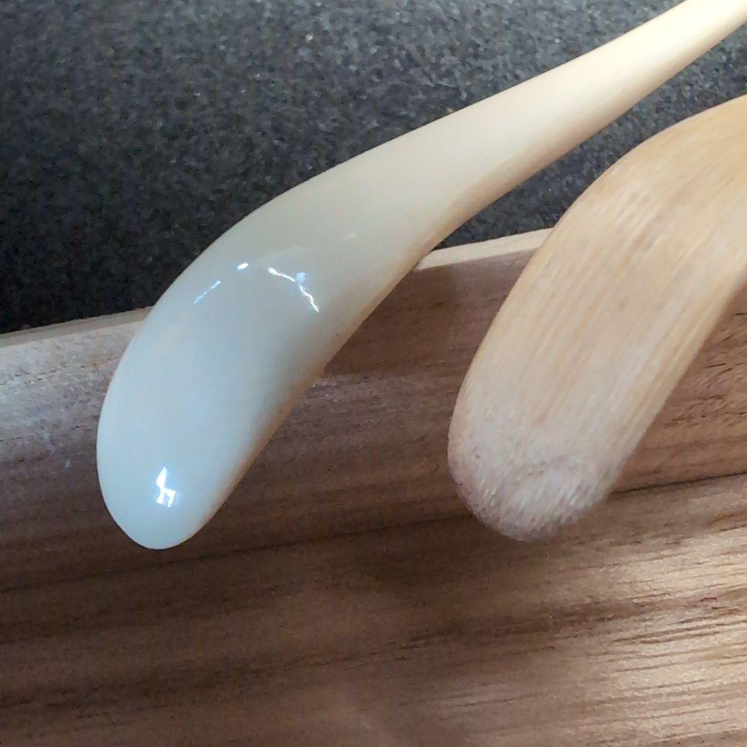 【茶道】茶杓　銘:知音 　極上白　竹　２本セット　竹筒　桐箱入り布付き　前田昌道