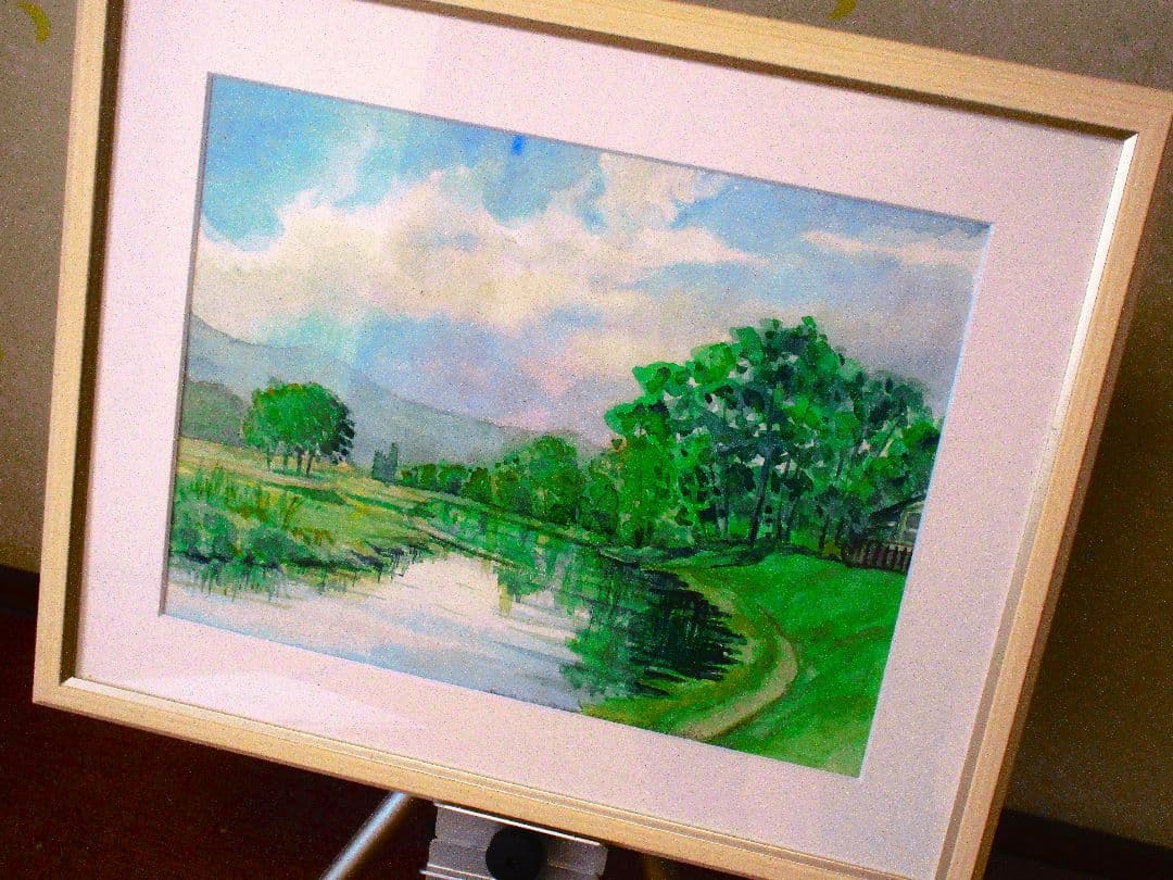 水彩画 風景画 木製フレーム付き F6サイズ