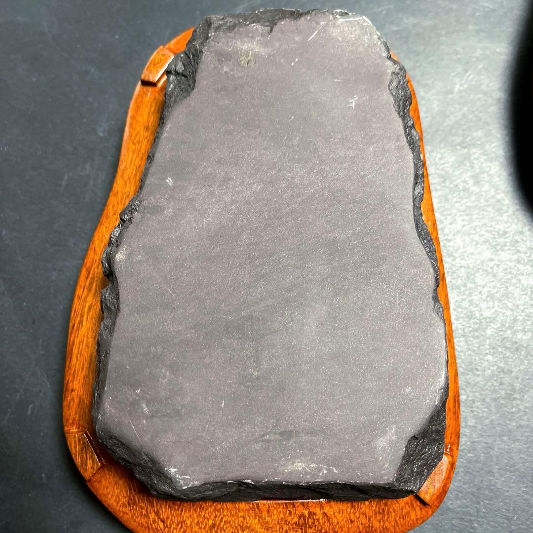 木箱入り硯　竹彫刻