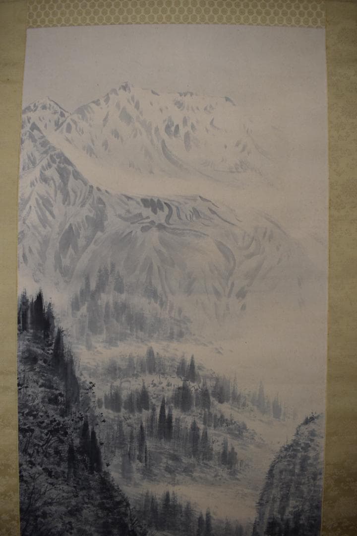 虚船/雪景山水図/大山図/掛軸☆宝船☆Y-965　JM