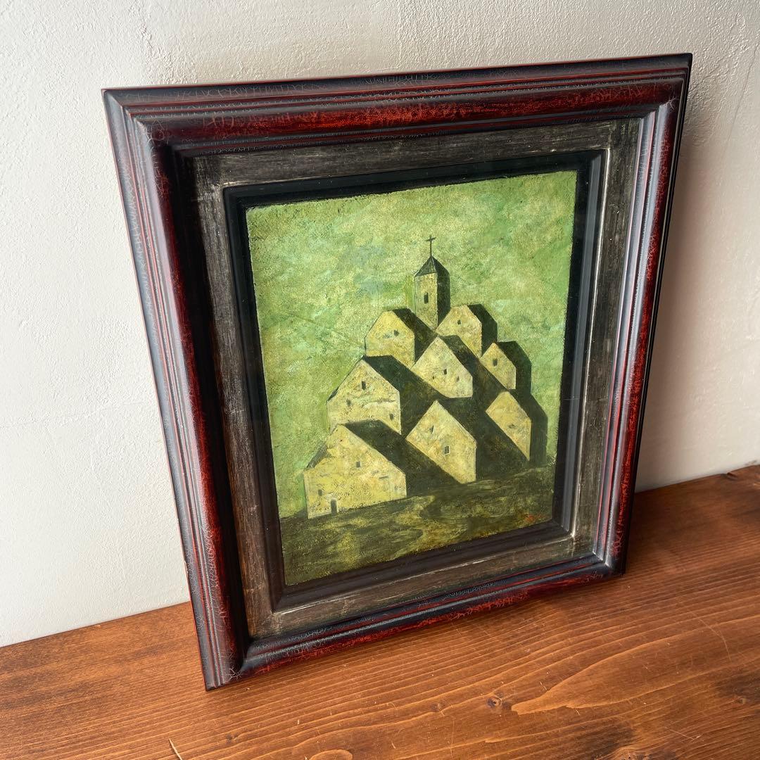 油彩画　教会　抽象画　風景画　井上秀樹　油絵　画家　キャンバス　額装済み