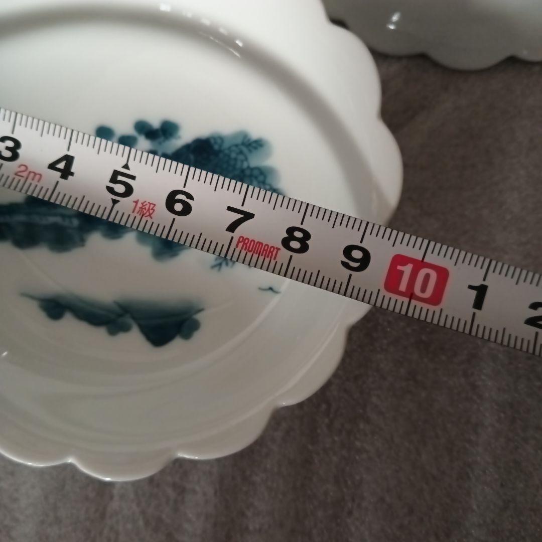 伊万里 鍋島焼 畑萬陶苑 楼閣山水図 大皿 31cm 小皿 セット 山水 風景