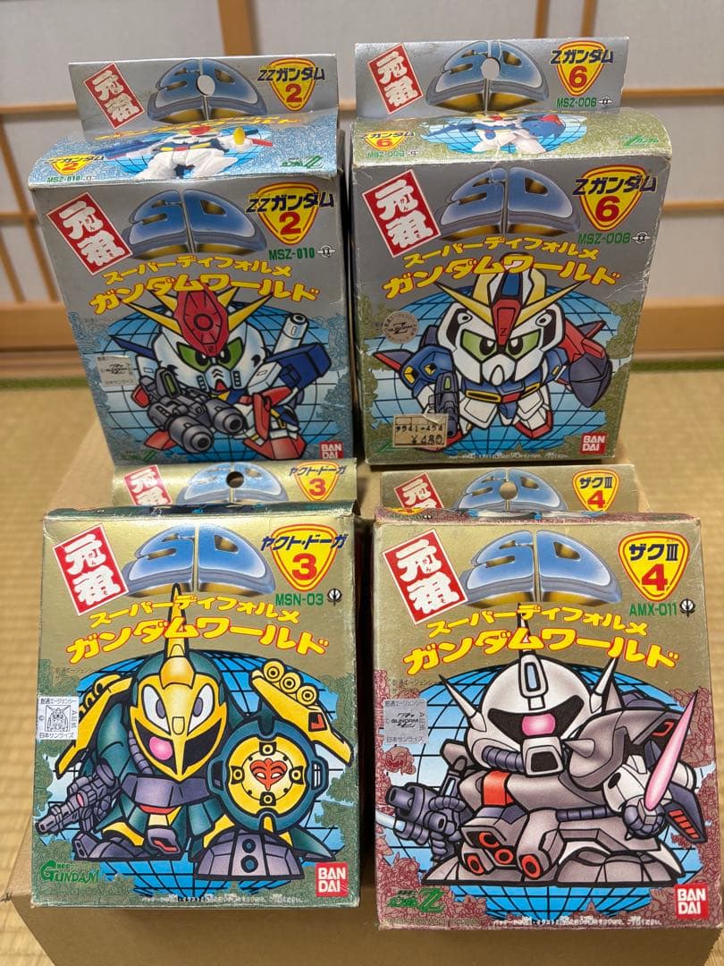 【当時物】元祖SDガンダム初期4体セットΖ／ZZ／ザクIII／ヤクト　箱・説あり