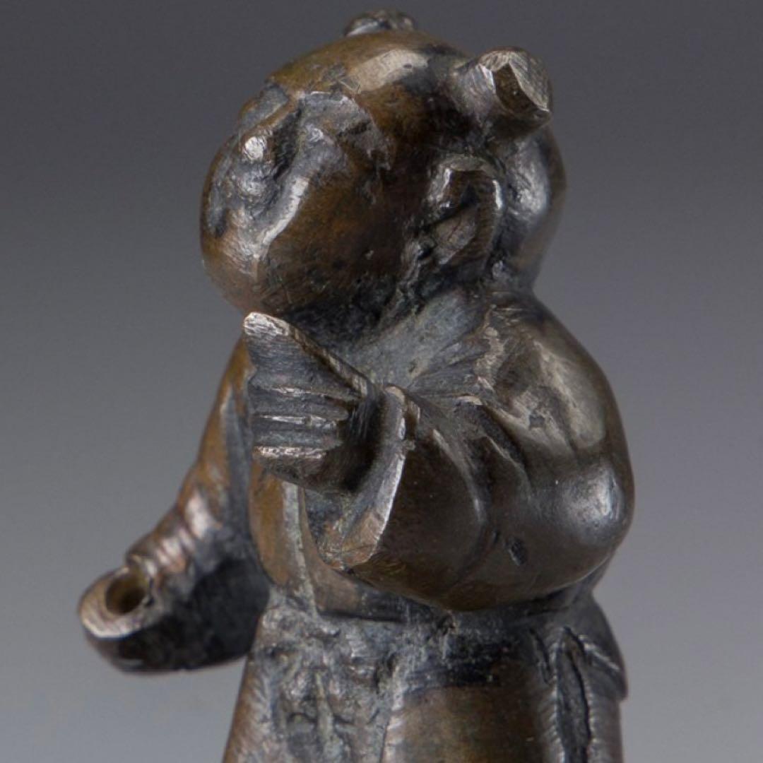 中国　古銅　唐児形　線香立　箱付き　時代物