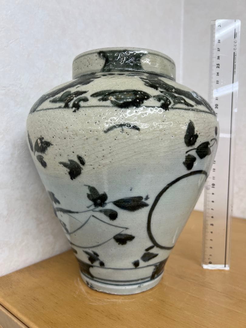 朝鮮李朝高麗青花りんご紋壷　古美術　唐物コレクション韓国骨董アンティーク江戸青磁