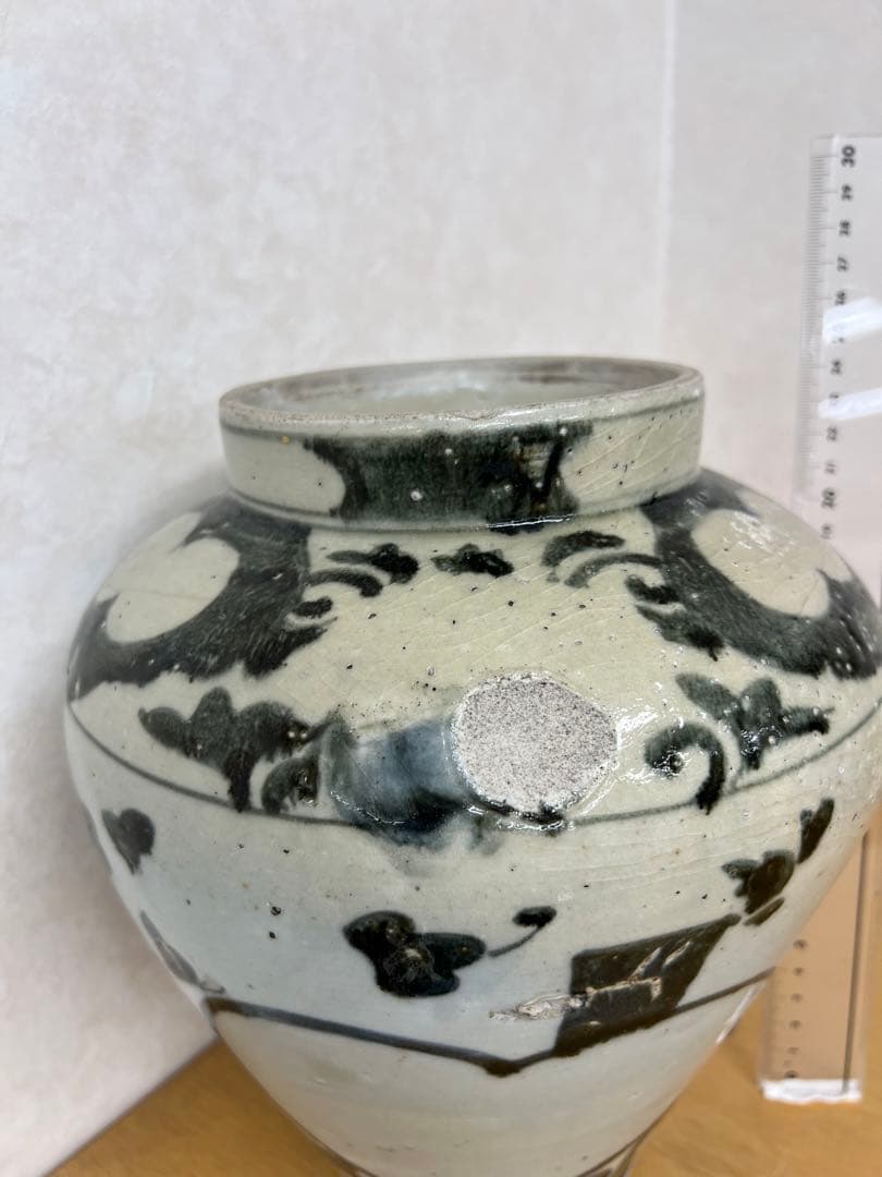 朝鮮李朝高麗青花りんご紋壷　古美術　唐物コレクション韓国骨董アンティーク江戸青磁
