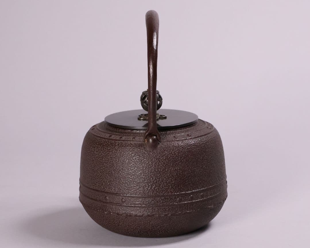 茶道具 釜師・佐藤清光 万代屋形 鉄瓶 共箱 萬代 湯沸 煎茶道具【MA527】