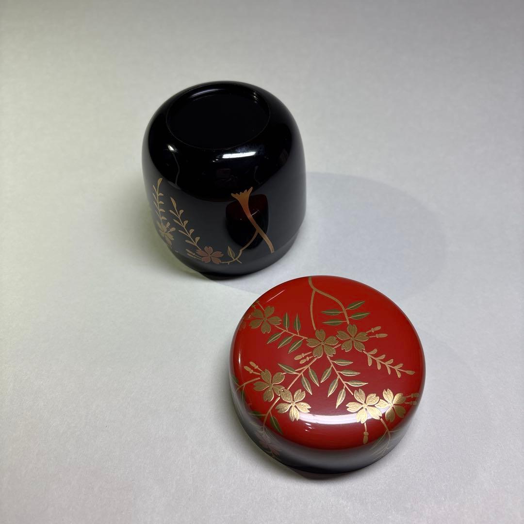 (未使用)中村宗悦　ボカシ塗 枝垂桜　大棗(桐箱入)