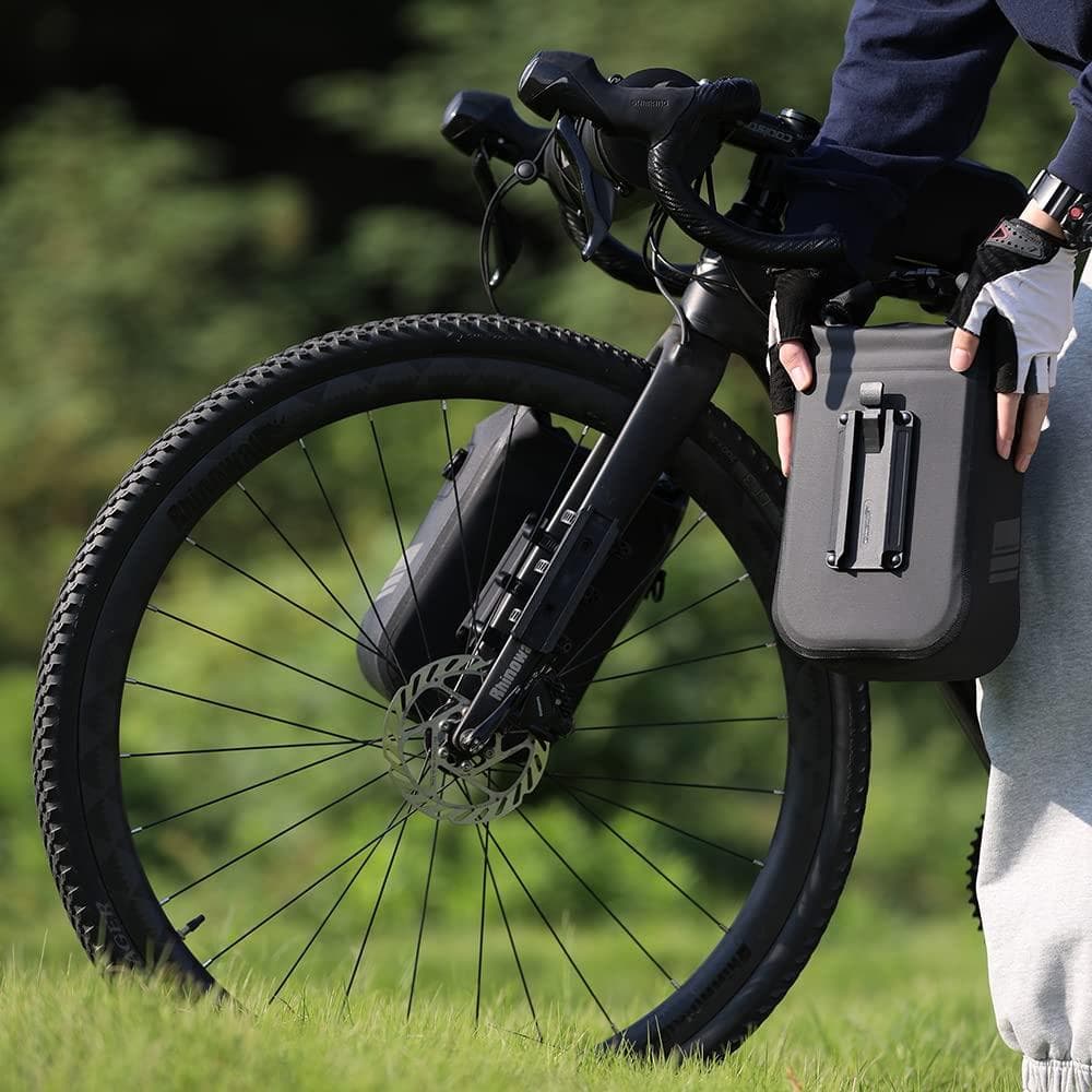 RhinoWeld 自転車 フォークバッグ 取付具付 ラック不要 完全防水 6L