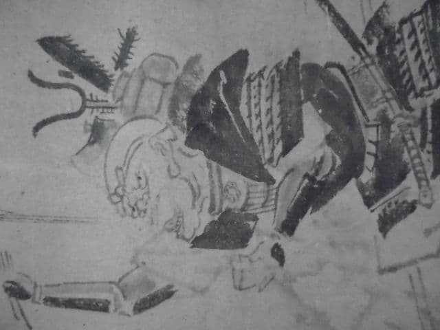AKa7062　英一蝶　肉筆　掛軸　武士　武者　侍