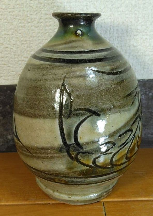 人間国宝 金城次郎 徳利 栞 共箱 美品 壺屋焼 壷屋焼 海老魚紋徳利 やちむん