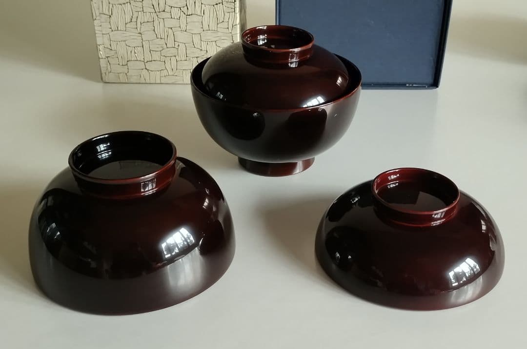 輪島塗　ひょうたん蒔絵　煮物椀　5客セット　溜塗