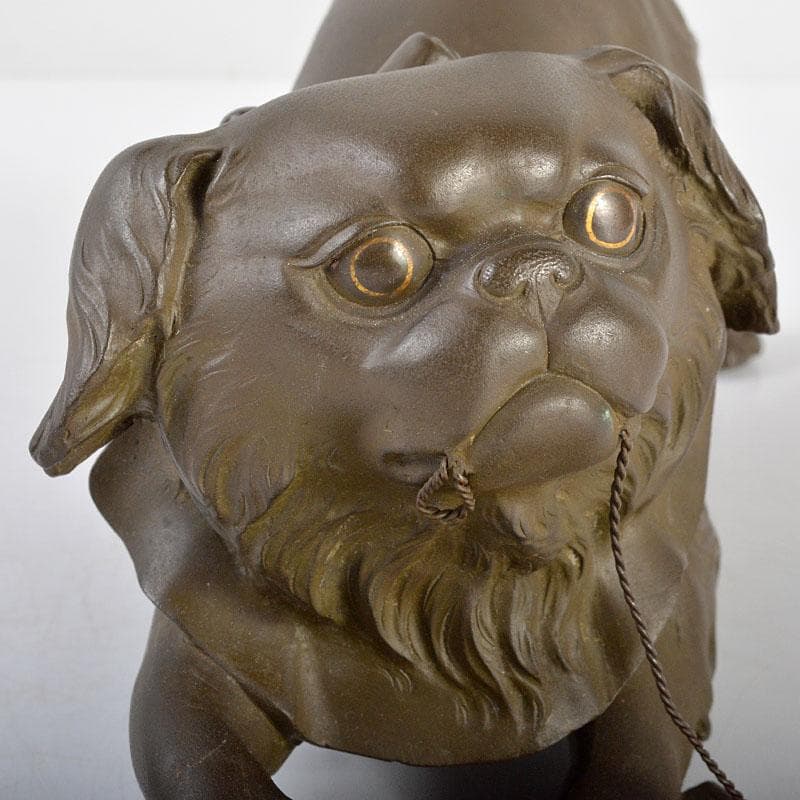 RITAO CHAN　巻物持　唐犬　獅子　置物　時代箱付　L　R4638B