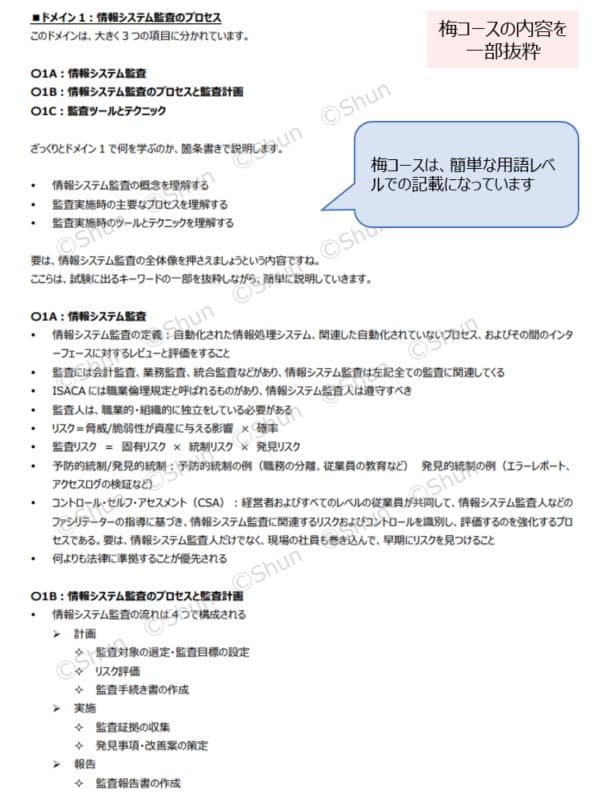 【松コース】CISA 公認情報システム監査人 学習ノート 虎の巻 対策 教材