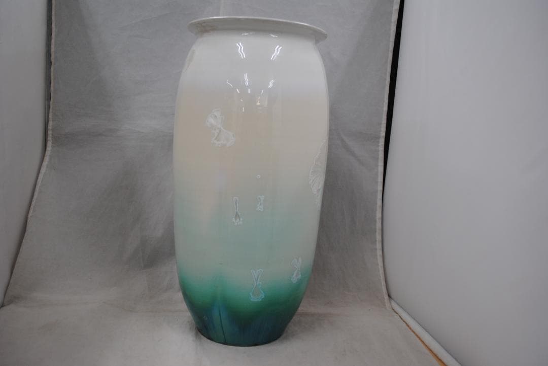 [1781]花器 彩墨結晶釉 孫超作　台湾　中国美術　古玩　陶磁器　花瓶　箱付き