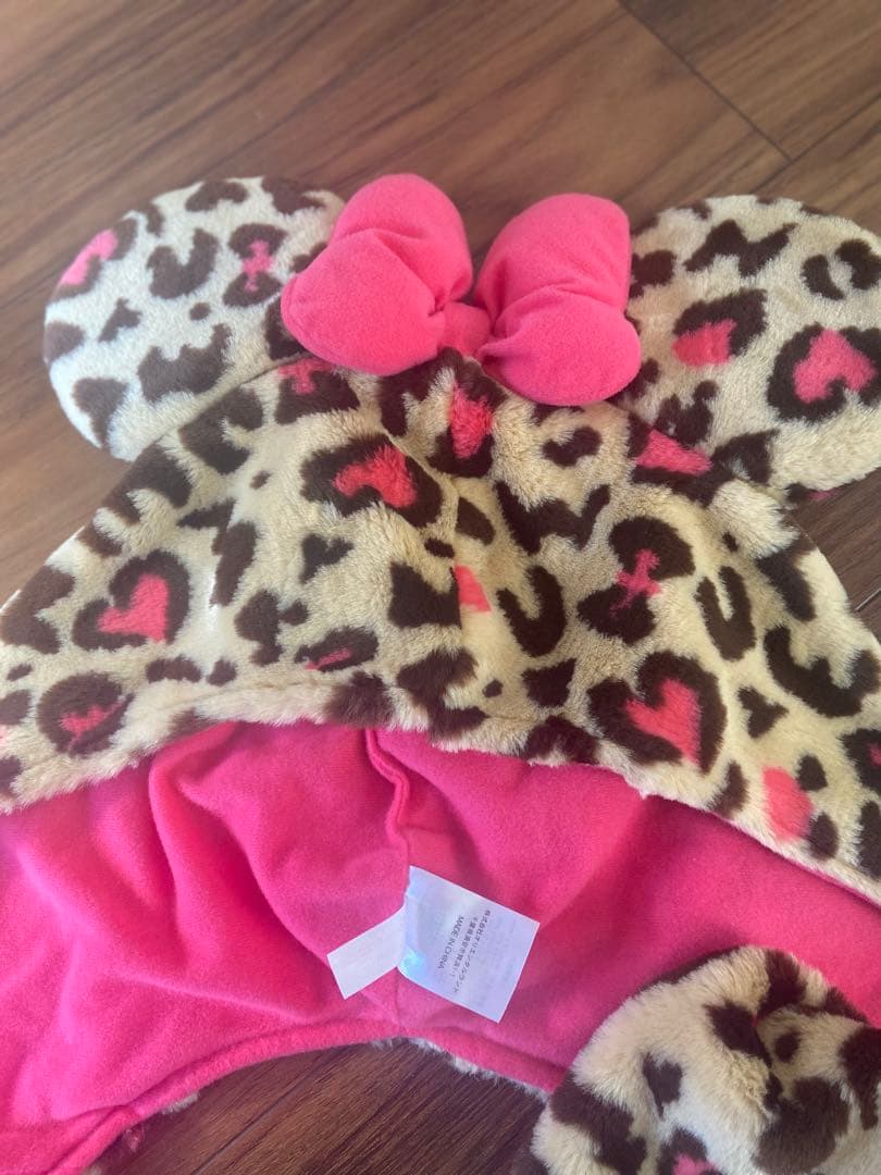 ❤︎　ミニー　ヒョウ柄マフラーキャップ ファンキャップ