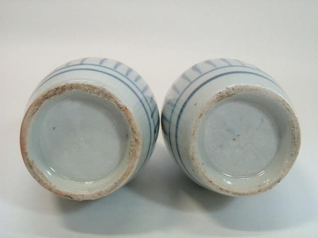 徳利■古伊万里染付蛸唐草紋とっくり 酒器 2本 花瓶 骨董 時代物(江戸後期)■
