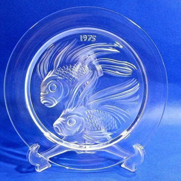 ラリック 金魚 イヤープレート クリスタルガラス 飾り皿 フランス アンティーク