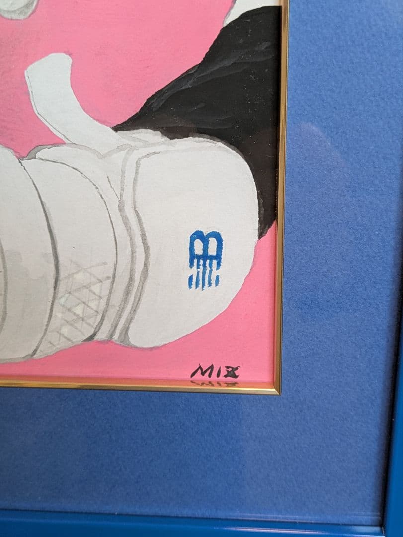 【真　作】大谷翔平選手、水彩画、色紙、サイン「MIZ」有、額・箱付