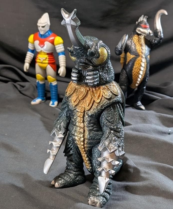 ジェットジャガー・メガロ・ガイガン（バンダイ）昭和ゴジラ登場怪獣 ソフビ３体