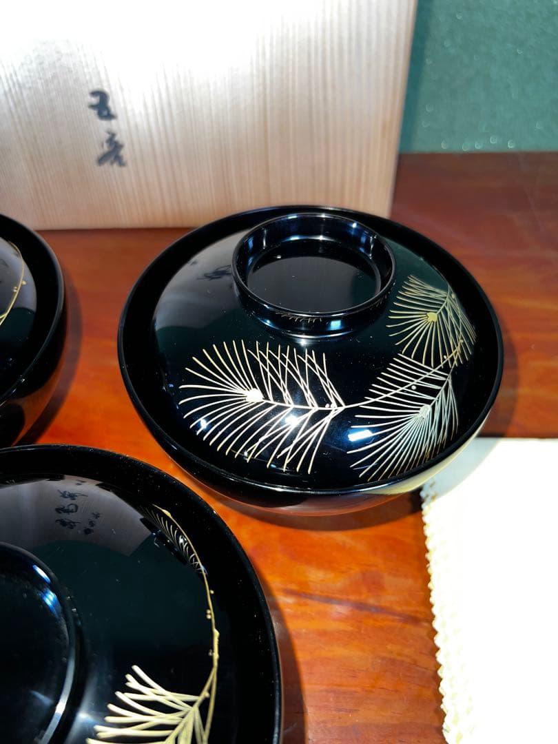 41 未使用 高級輪島塗 わじま龍作 松沈金 吸物椀5客