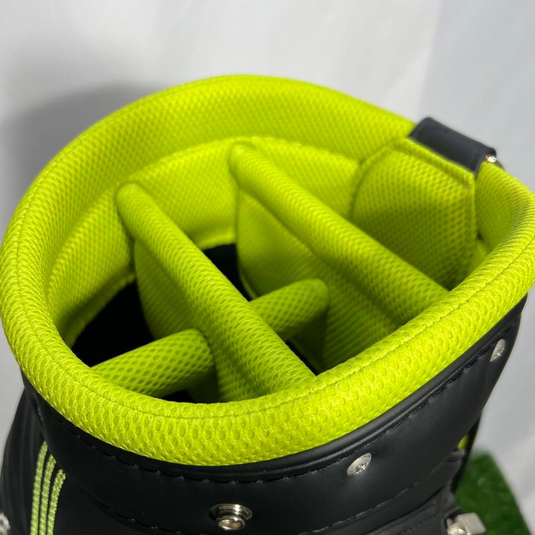 adidas ドット柄 キャディバッグ ゴルフバッグ 黒/黄緑