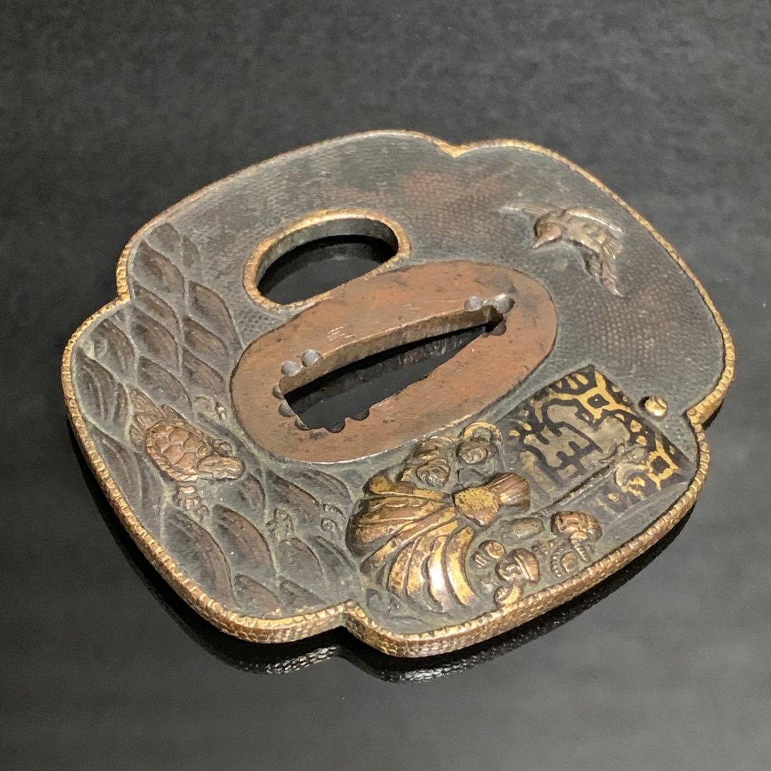 《アンティーク希少レア品！》 ⭐︎ 七福神 宝船 鶴亀 鍔つば 縁起もの♪⭐︎