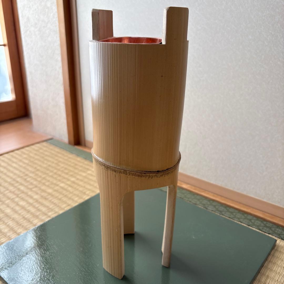 68 鼎　かなえ　寸胴　花器　華道具　竹製　池坊　生け花　格花　水仙