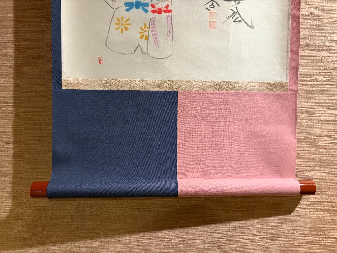 大徳寺　大道　桃花春風笑　ひな画賛　茶掛軸　茶道具　箱無し