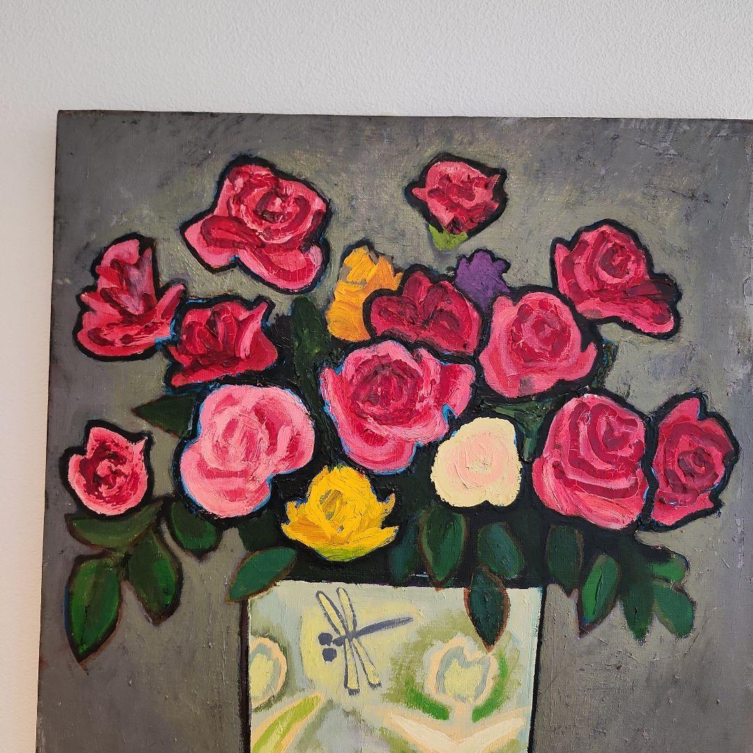 田渕眞兒　油絵　油彩画　薔薇シリーズ　花　No.8-5-s