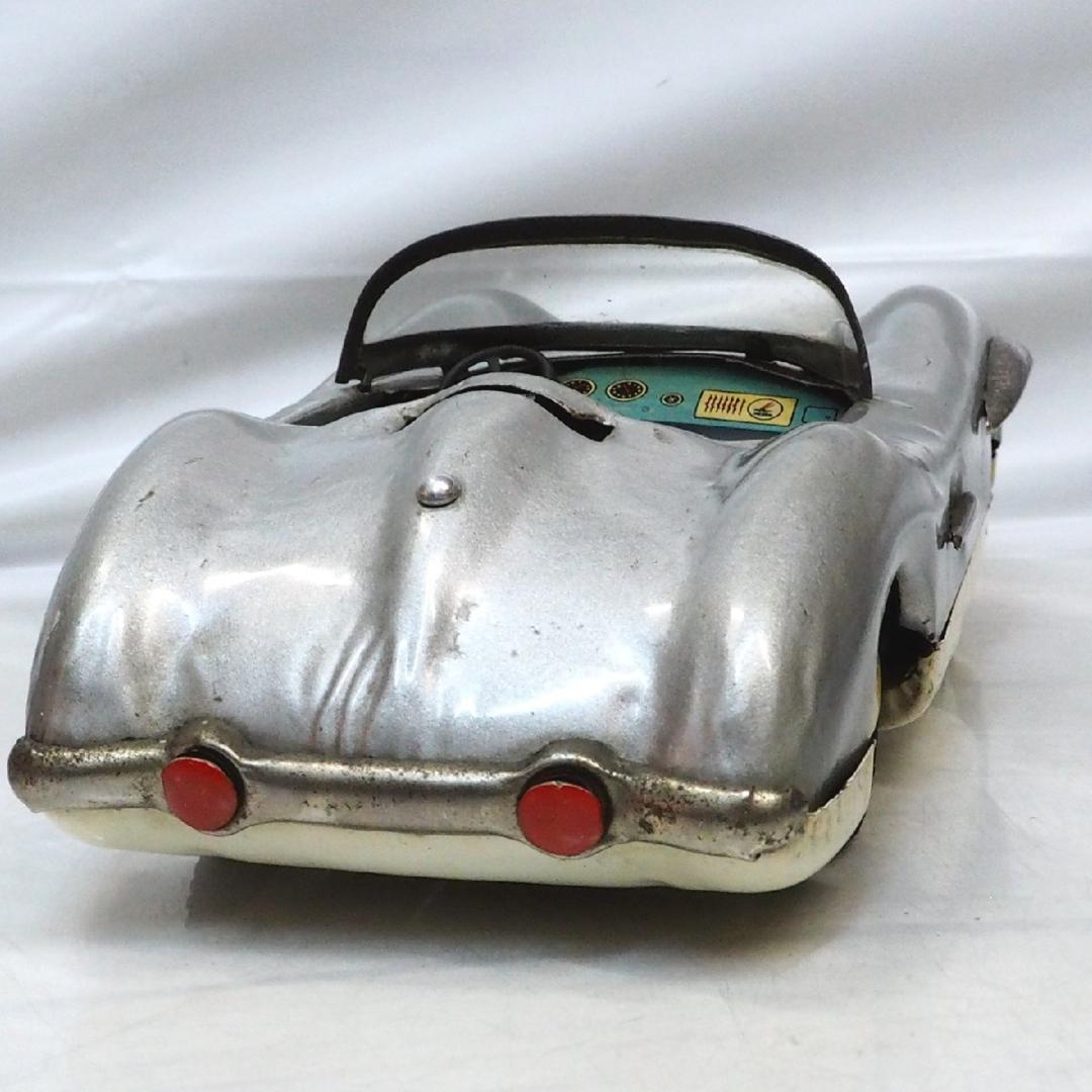 旭玩具メルセデス ベンツ300SLR屋根欠シルバーtinブリキtoy car箱無