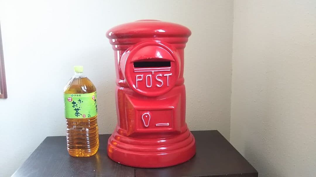郵便ポスト 鍵付き 特大（直径30cm×高さ46cm）貯金箱
