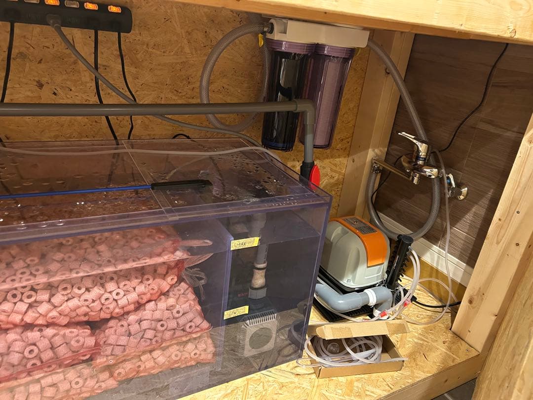【大型オーバーフロー水槽一式】1800×600×600 黒アクリル・即立ち上げ可
