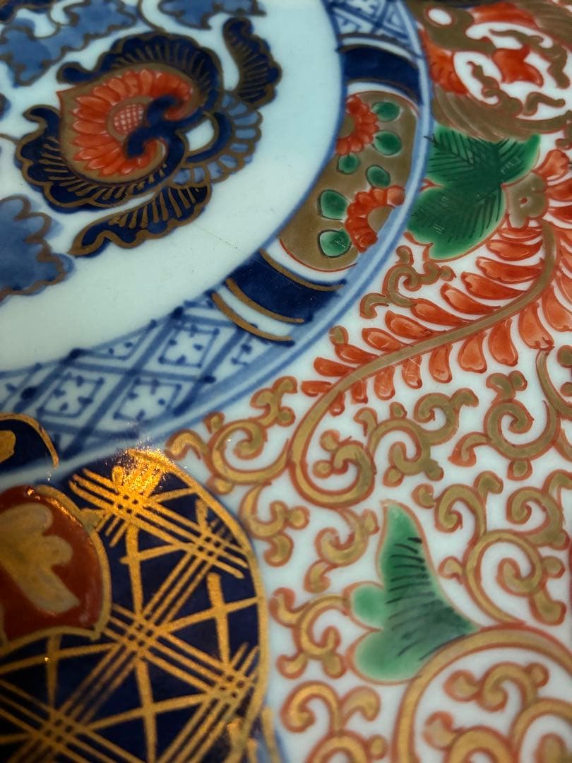古伊万里　色絵金彩　大皿　直径31センチ×高さ4.9センチ　江戸後期