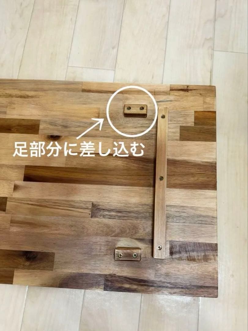 【専用収納袋セット】　耐水ウレタン塗装　木製キッチンテーブル　キャンプ　アカシア