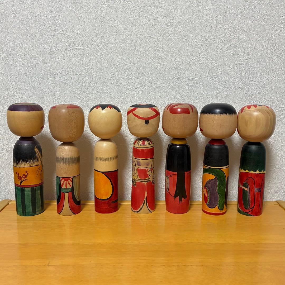 【希少品】山河之響会 第五回展 七福神こけしセット全員 内閣総理大臣賞 受賞作家