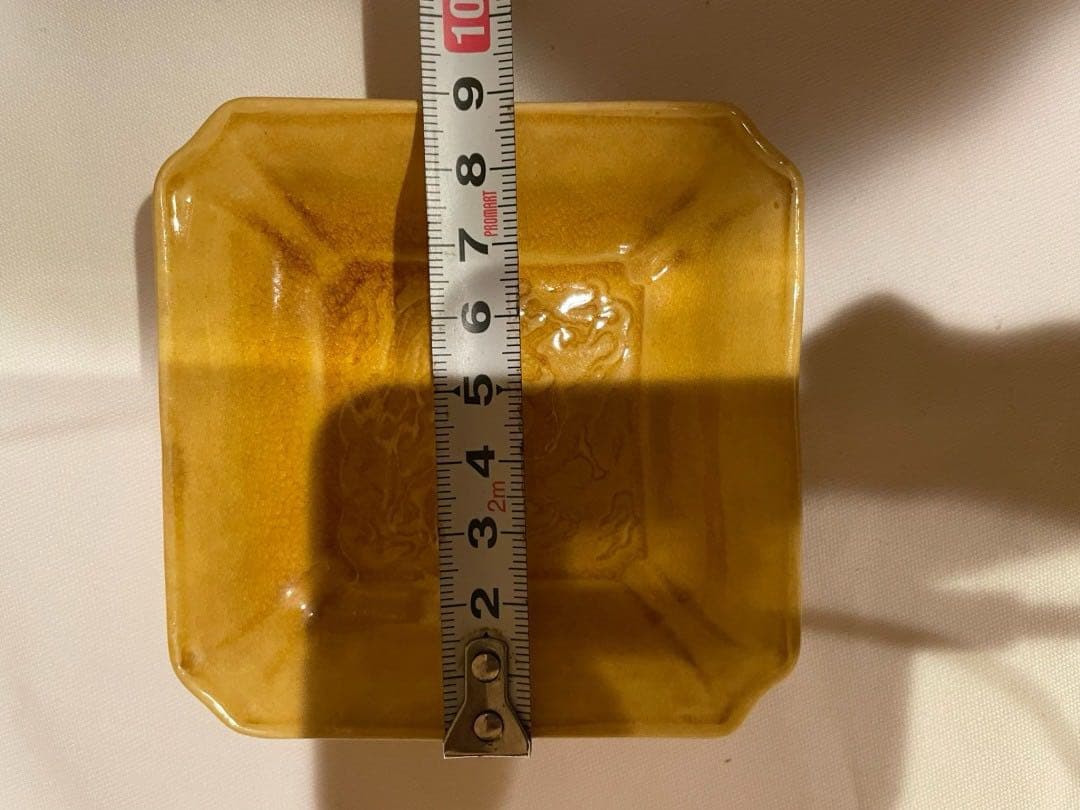 黄色正方形小皿　骨董品　磁器　10客