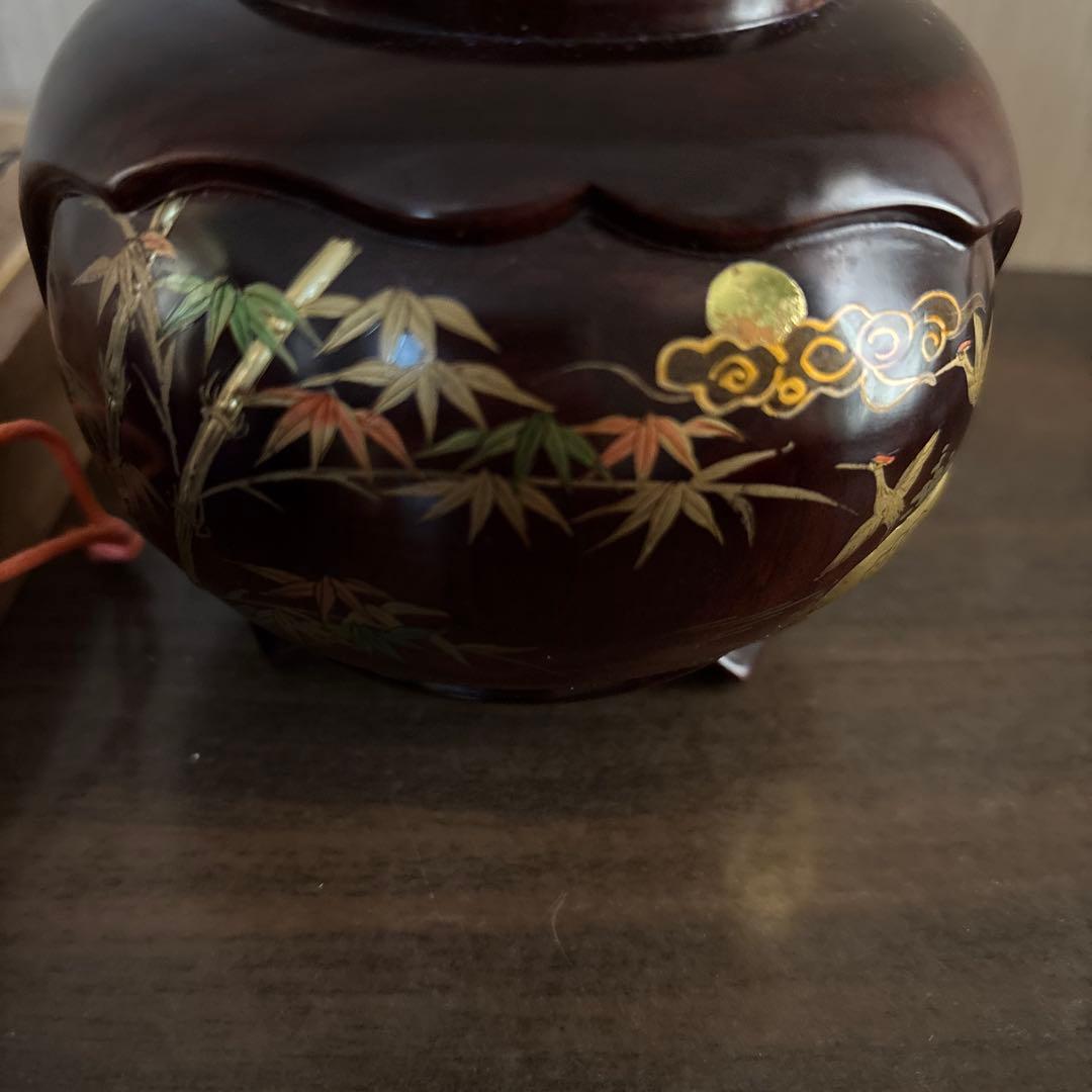 木箱入り　御香炉　本紫檀　金蒔絵　山水之図　雲龍　工芸品　アート　送料込み　新品