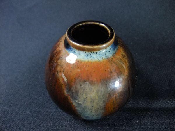 茄子茶入 仕覆付 「陶吉」 仕覆付（万葉花文） 茶道具 古美術
