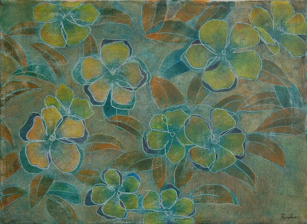 油絵 菅家令子 絵 絵画 インテリア 額付(黒) F4-091716 花