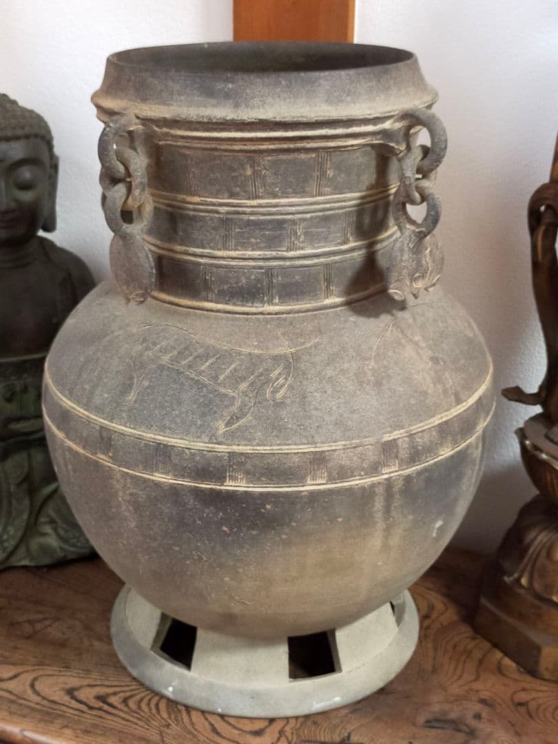 ♥値下げ！　新羅　土器　四耳　壺　レプリカ　骨董　古玩　出土　発掘品