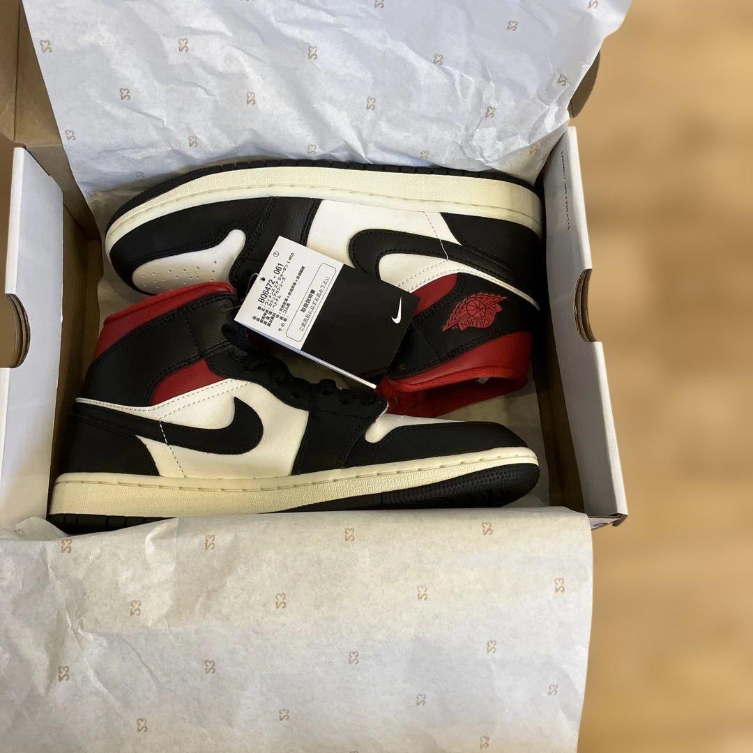 【新品】WMNS Air Jordan 1 Mid Black GYM RED