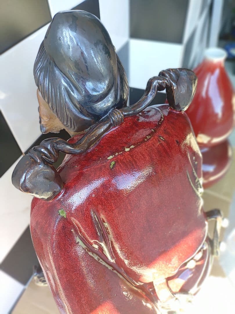 愛知 石湾陶器 中国 神様 鍾馗 しょうき像 疱瘡 魔除け 骨董品 学業合格祈願