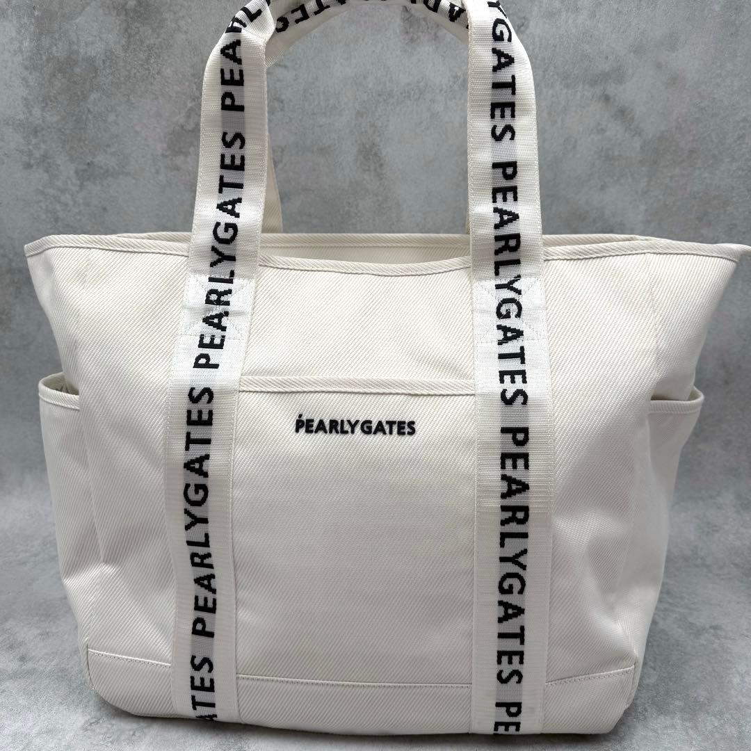 美品✨PEARLY GATES ロッカーバッグ 大型 ロゴ 大容量 白