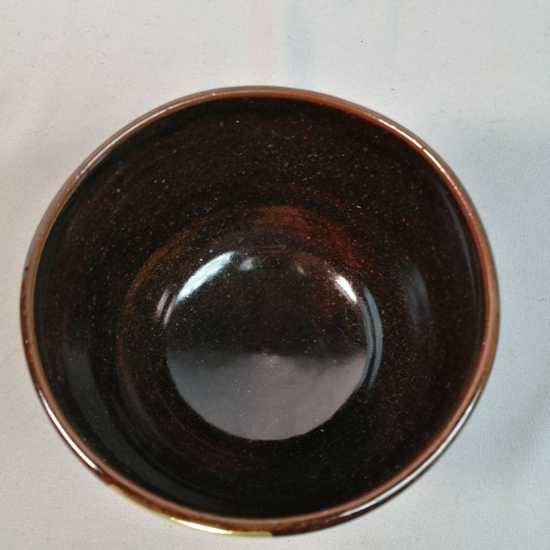 【茶道具】膳所焼陽炎園造　金彩竹茶碗　A498