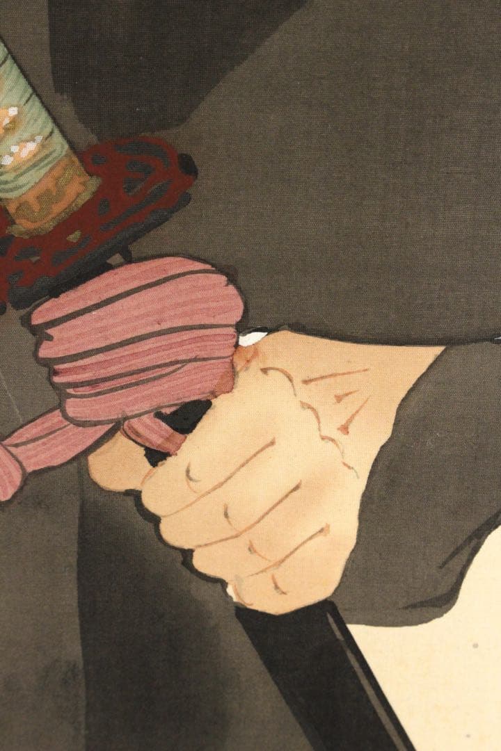 No5401 掛軸　公文菊仙　坂本龍馬像　画賛　絹本着色　合箱　肖像画　送料無料